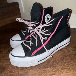 Converse Platform size 8/39 Black and Pink High-Tops rare find